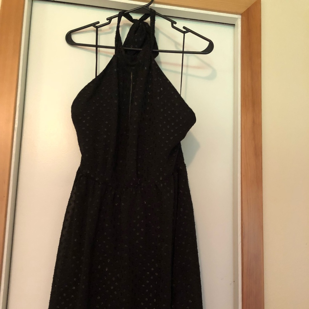 Black keyhole sparkle polka dot dress